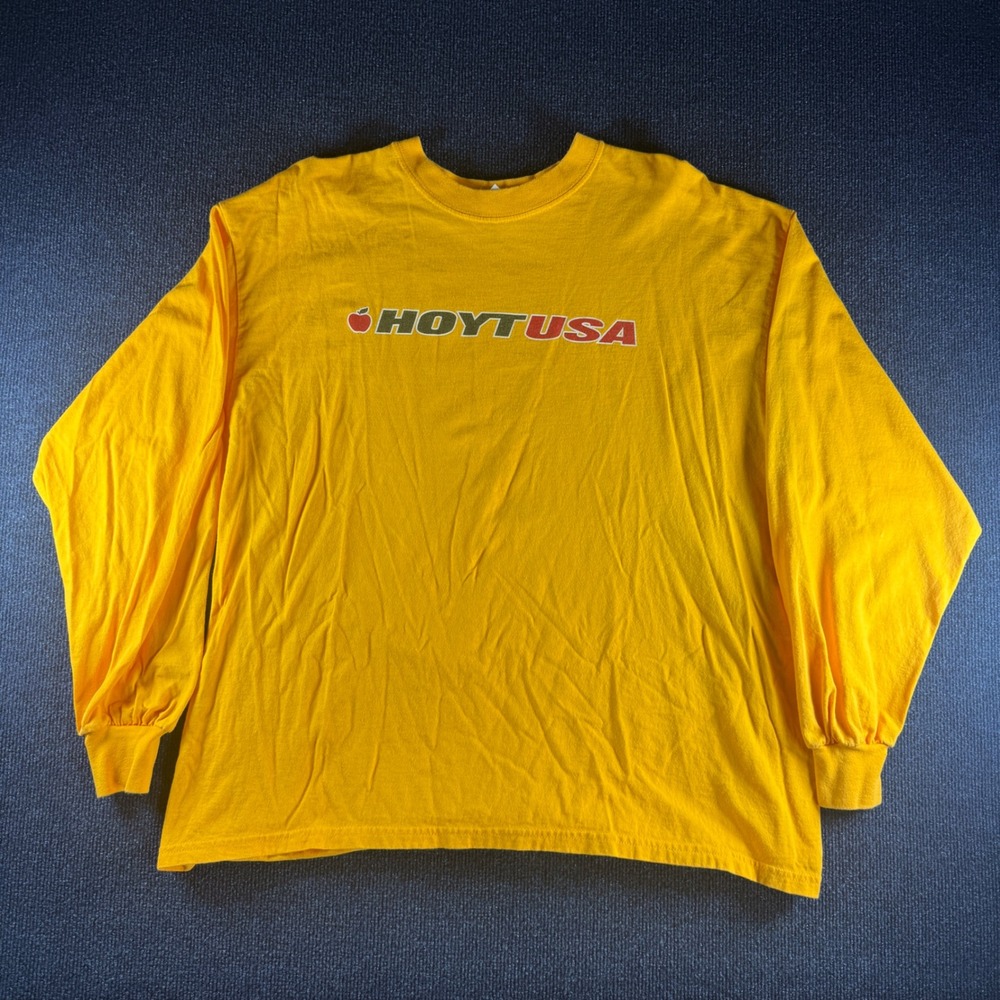 Hoyt USA Archery Graphic Long Sleeve T-Shirt Yellow Gildan XXL Mens Heavyweight